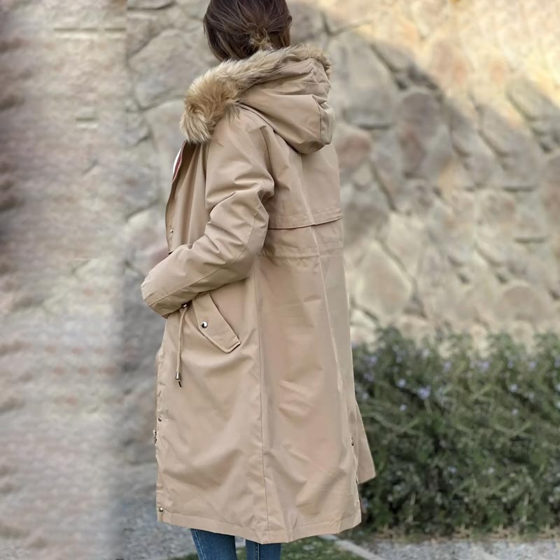 ❄️ Zimní speciály ❄️ Dámský zimní kabát s kapucí a kožešinovým límcem Casual Parka Coat