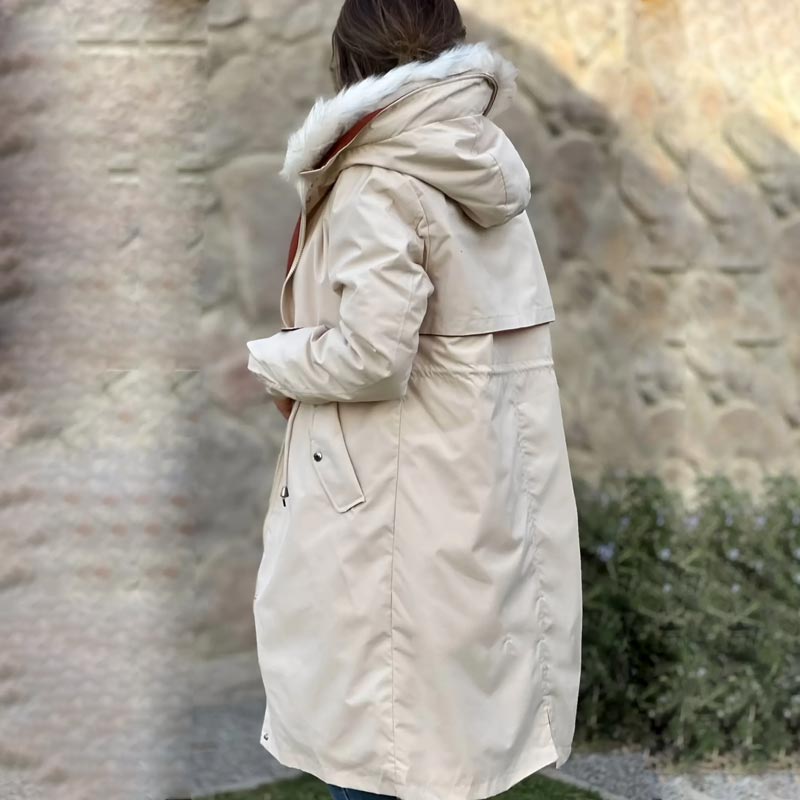 ❄️ Zimní speciály ❄️ Dámský zimní kabát s kapucí a kožešinovým límcem Casual Parka Coat