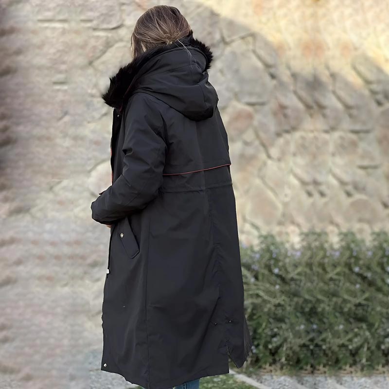 ❄️ Zimní speciály ❄️ Dámský zimní kabát s kapucí a kožešinovým límcem Casual Parka Coat