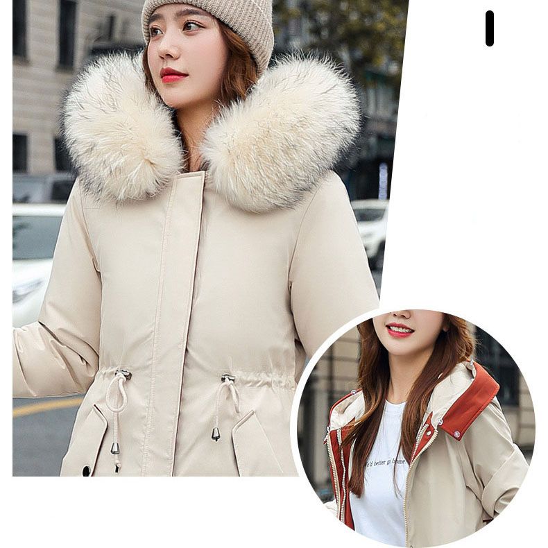 ❄️ Zimní speciály ❄️ Dámský zimní kabát s kapucí a kožešinovým límcem Casual Parka Coat