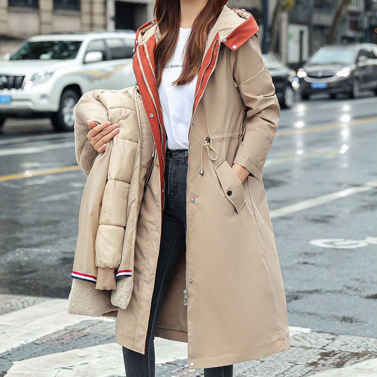 ❄️ Zimní speciály ❄️ Dámský zimní kabát s kapucí a kožešinovým límcem Casual Parka Coat
