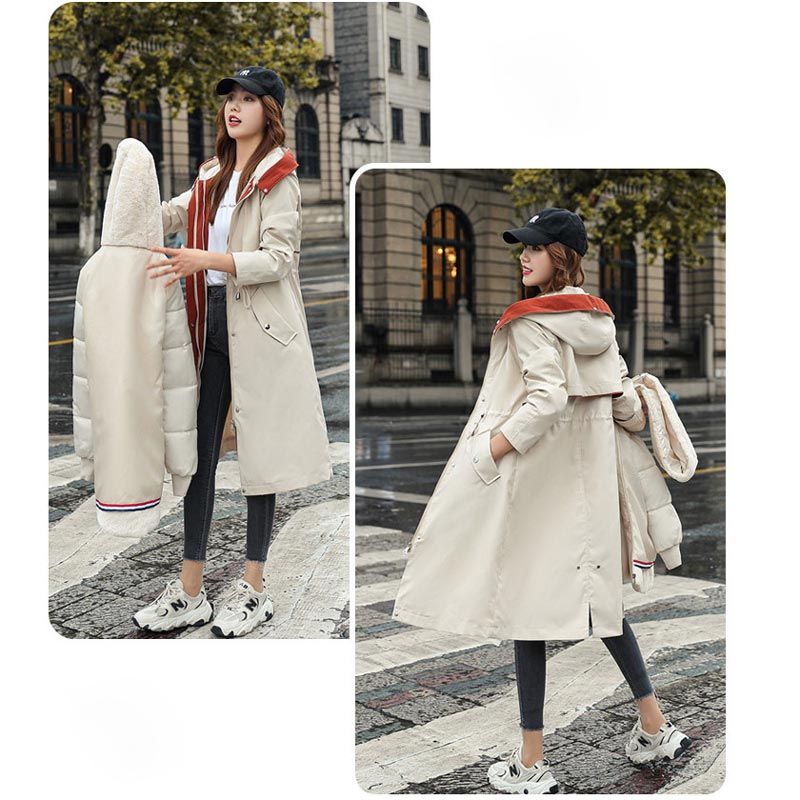 ❄️ Zimní speciály ❄️ Dámský zimní kabát s kapucí a kožešinovým límcem Casual Parka Coat