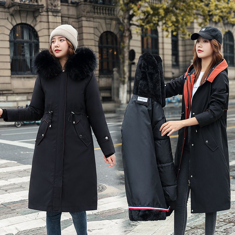 ❄️ Zimní speciály ❄️ Dámský zimní kabát s kapucí a kožešinovým límcem Casual Parka Coat