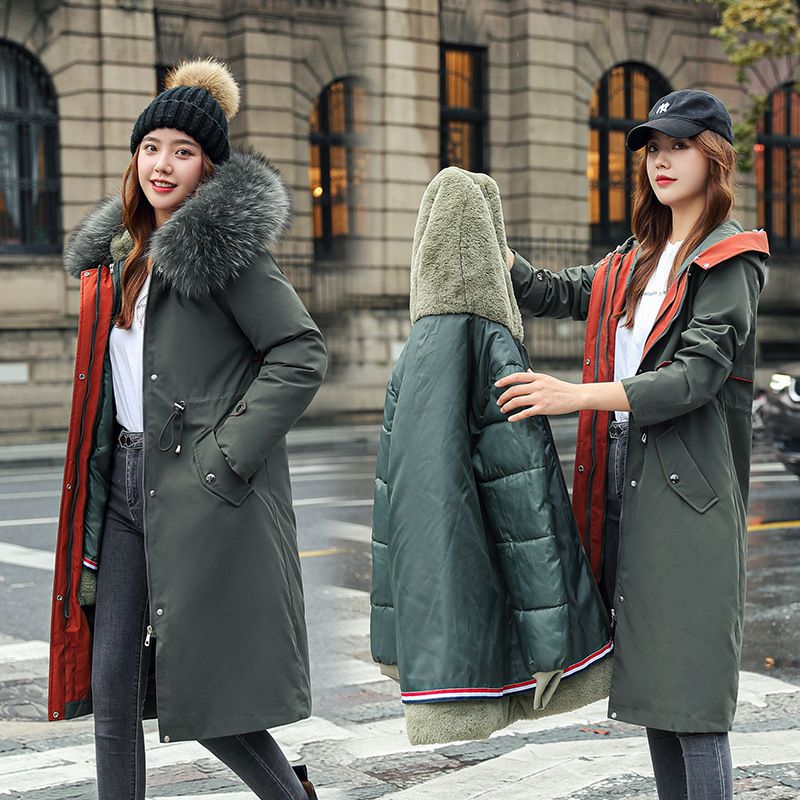 ❄️ Zimní speciály ❄️ Dámský zimní kabát s kapucí a kožešinovým límcem Casual Parka Coat