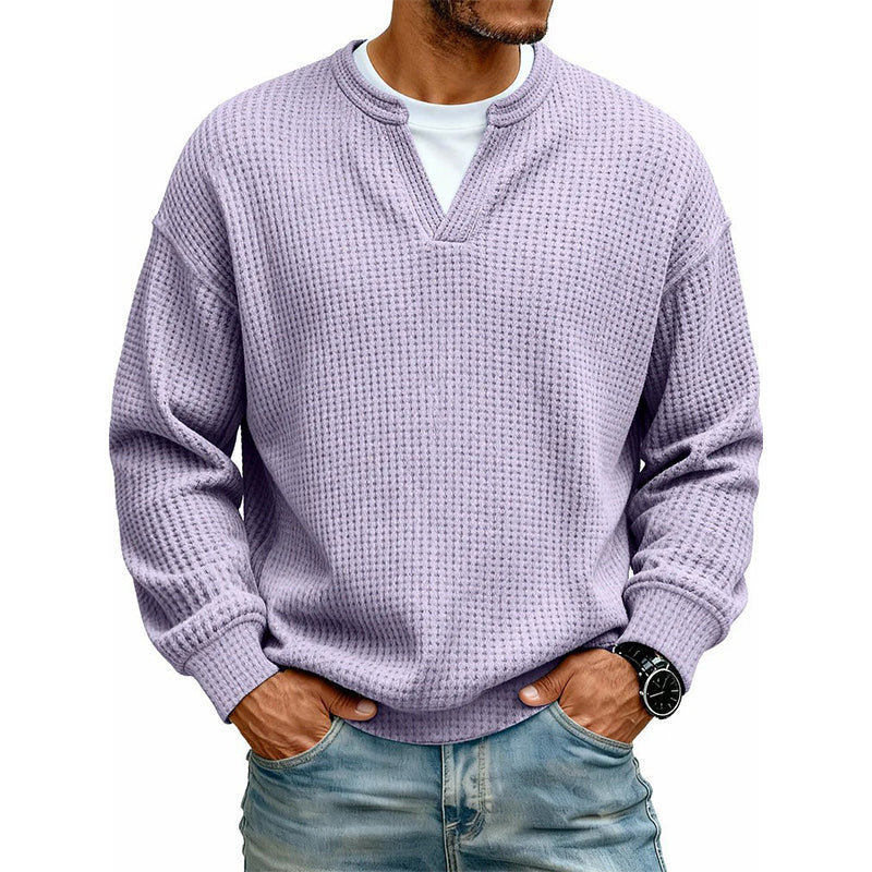 👕 Timeless Comfort | Men's Textured Waffle Layered-Look Long-Sleeve Tee