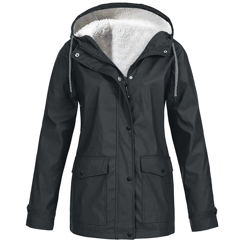 🍂Women's Plush-Lined Windproof Hooded Jacket