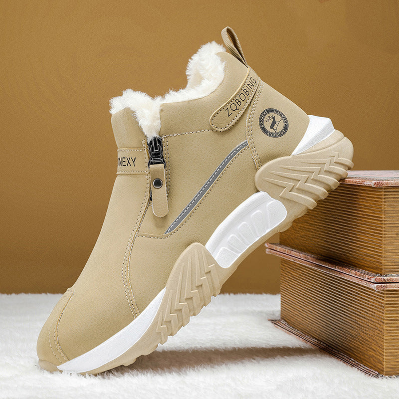 🥾 Men's Fleece-Lined Leather High-Tops | Warm Side-Zip Winter Boots – Non-Slip Grip for Cold Weather ✨