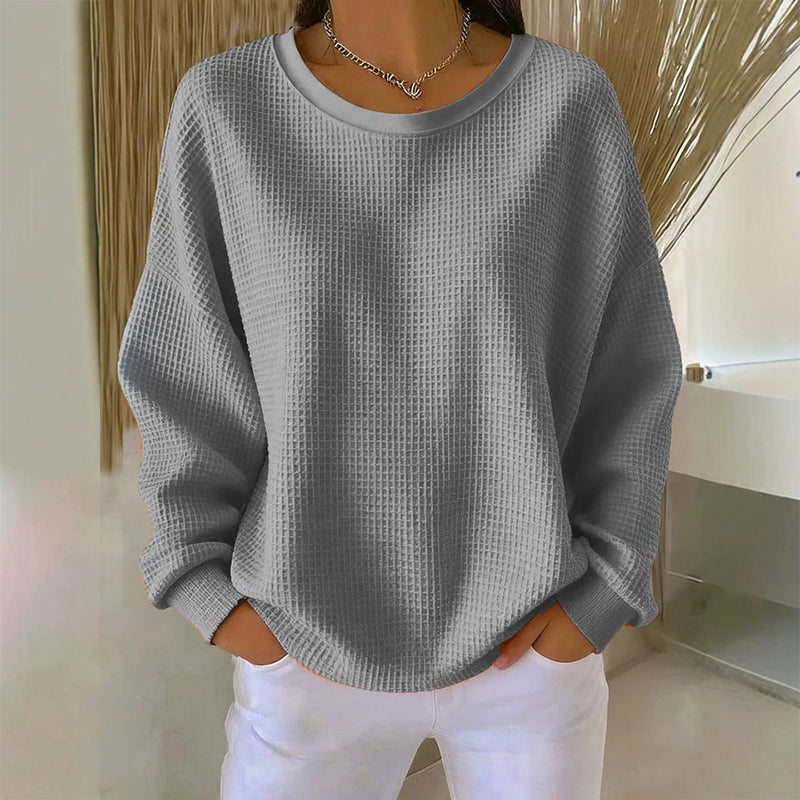 Textured Look, Relaxed Fit | Women's Waffle-Knit Loose-Fit Sweatshirt