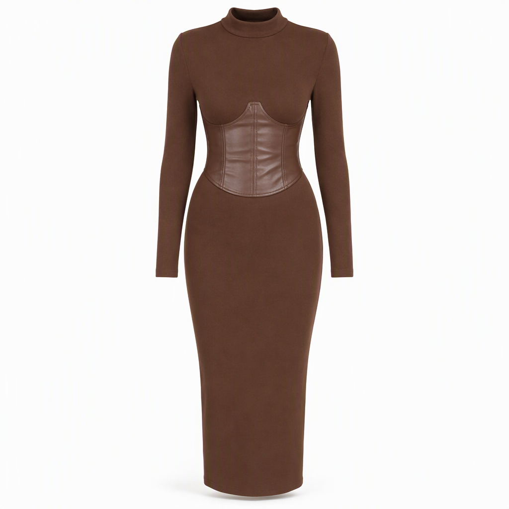 Sculpted Waist, Elegant Curve – Women's Ribbed Bodycon Dress ✨