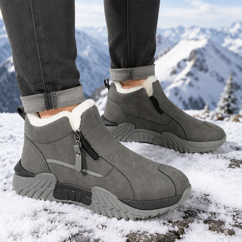 🥾 Men's Fleece-Lined Leather High-Tops | Warm Side-Zip Winter Boots – Non-Slip Grip for Cold Weather ✨