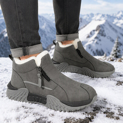 🥾 Men's Fleece-Lined Leather High-Tops | Warm Side-Zip Winter Boots – Non-Slip Grip for Cold Weather ✨
