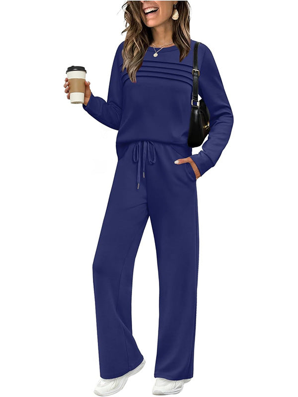🔥 Women's Round-Neck Top and Drawstring Pants Set ✨