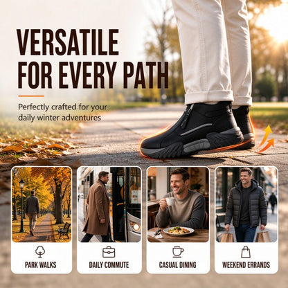 🥾 Men's Fleece-Lined Leather High-Tops | Warm Side-Zip Winter Boots – Non-Slip Grip for Cold Weather ✨
