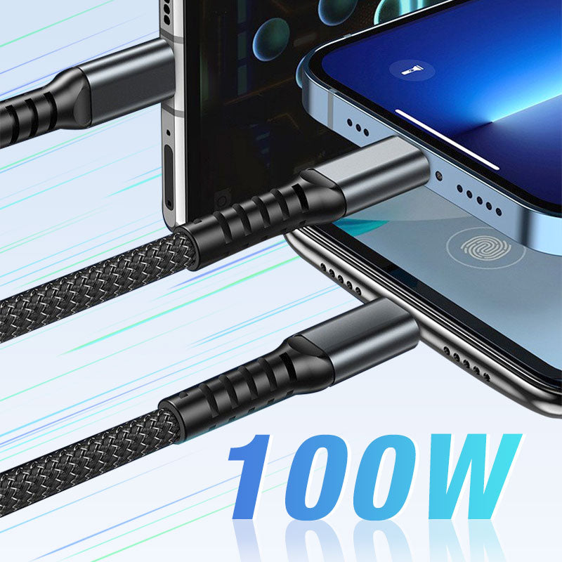 100 W superrychlé nabíjení, průhledný datový kabel 3 v 1