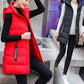 Dámská bavlněná polstrovaná zipem dlouhá vesta bez rukávů