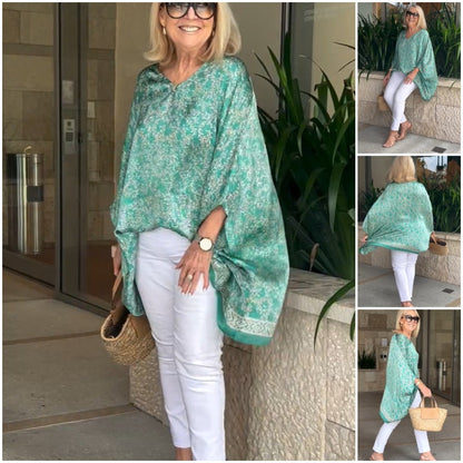 Dámské kaftanové pončo s výstřihem do V