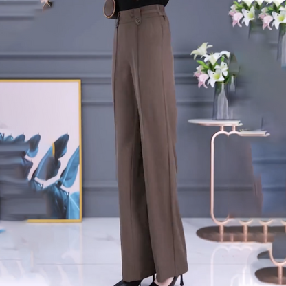 Dámské kalhoty s vysokým pasem a rovnými nohavicemi