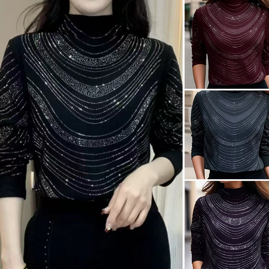 💎Dámská elegantní blůza s dlouhými rukávy a flitry