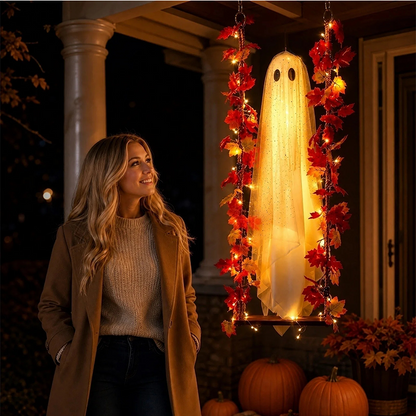 🎃👻 Halloweenská dekorace s LED diodami ve tvaru ducha 🍁