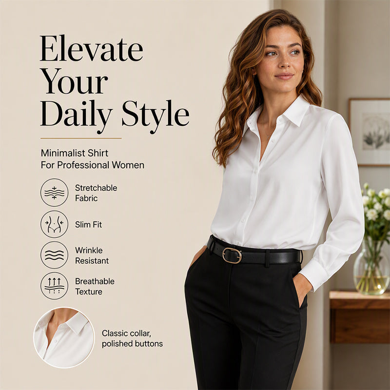 ✨Button-Down, Versatile Layering – Women's Satin Long-Sleeve Shirt ✨