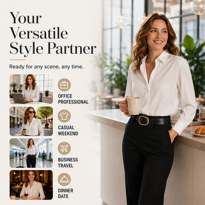 ✨Button-Down, Versatile Layering – Women's Satin Long-Sleeve Shirt ✨