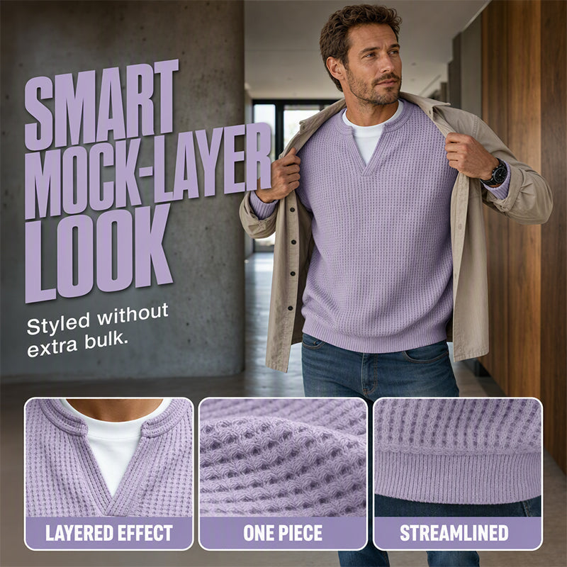 👕 Timeless Comfort | Men's Textured Waffle Layered-Look Long-Sleeve Tee