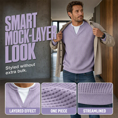 👕 Timeless Comfort | Men's Textured Waffle Layered-Look Long-Sleeve Tee