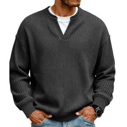 👕 Timeless Comfort | Men's Textured Waffle Layered-Look Long-Sleeve Tee