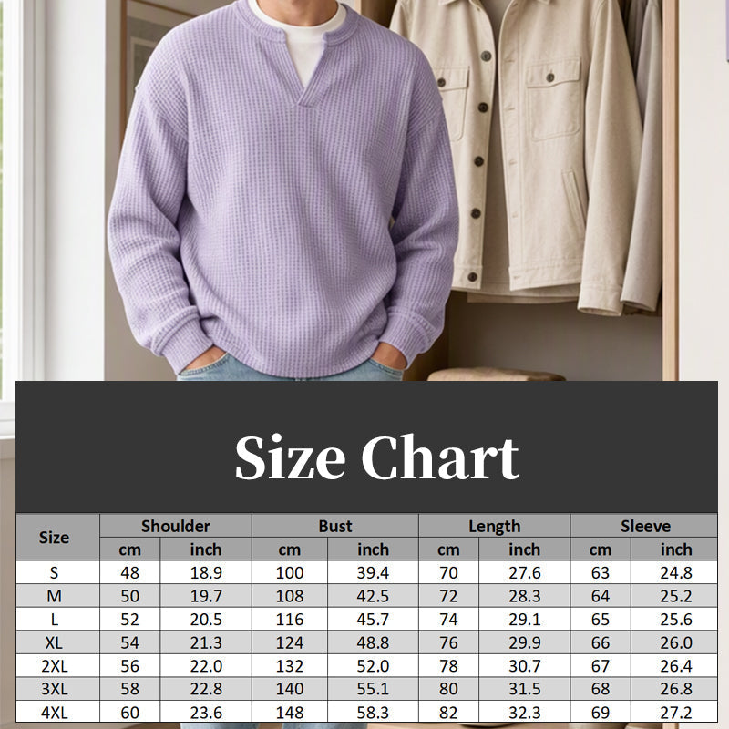 👕 Timeless Comfort | Men's Textured Waffle Layered-Look Long-Sleeve Tee