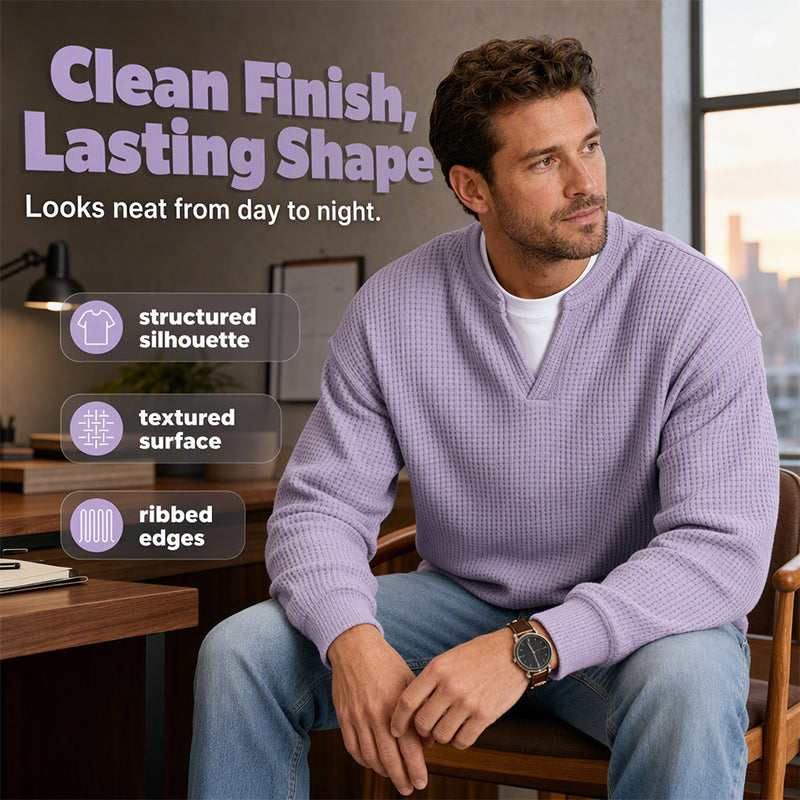 👕 Timeless Comfort | Men's Textured Waffle Layered-Look Long-Sleeve Tee