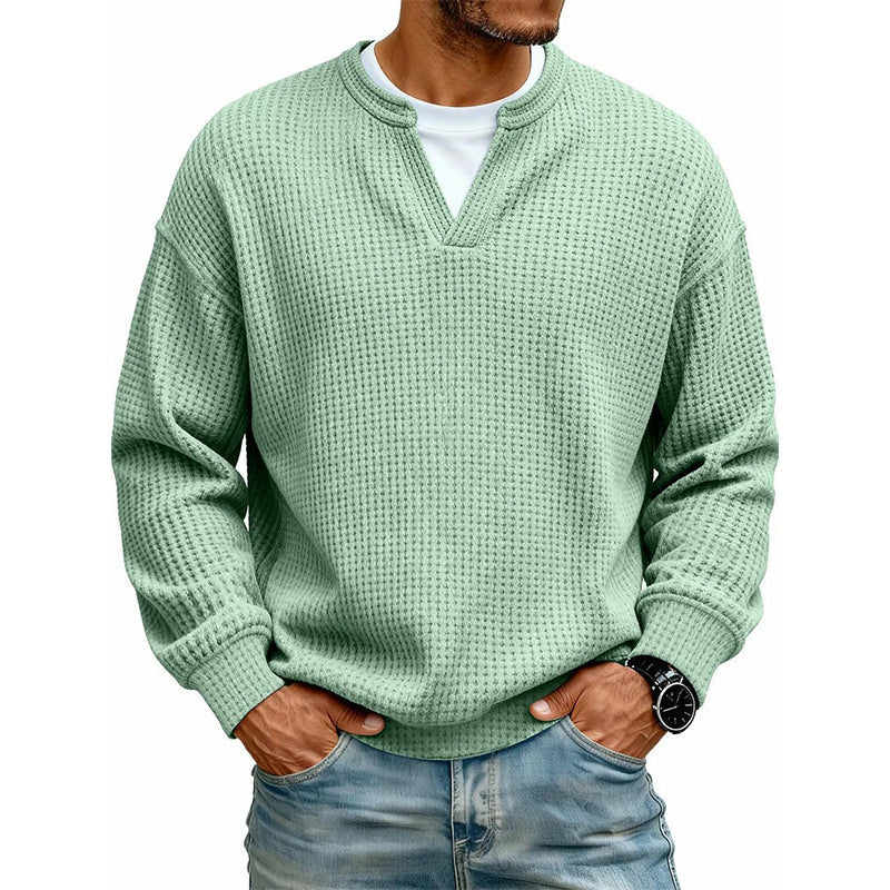 👕 Timeless Comfort | Men's Textured Waffle Layered-Look Long-Sleeve Tee