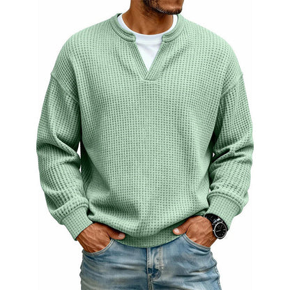 👕 Timeless Comfort | Men's Textured Waffle Layered-Look Long-Sleeve Tee