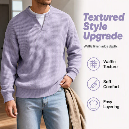👕 Timeless Comfort | Men's Textured Waffle Layered-Look Long-Sleeve Tee