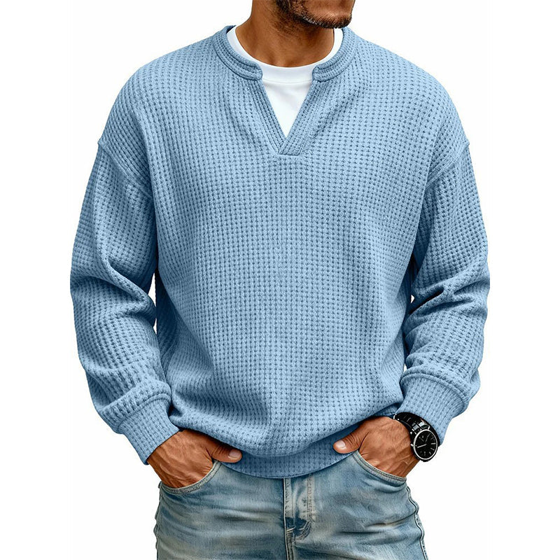 👕 Timeless Comfort | Men's Textured Waffle Layered-Look Long-Sleeve Tee