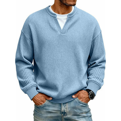 👕 Timeless Comfort | Men's Textured Waffle Layered-Look Long-Sleeve Tee