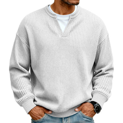 👕 Timeless Comfort | Men's Textured Waffle Layered-Look Long-Sleeve Tee