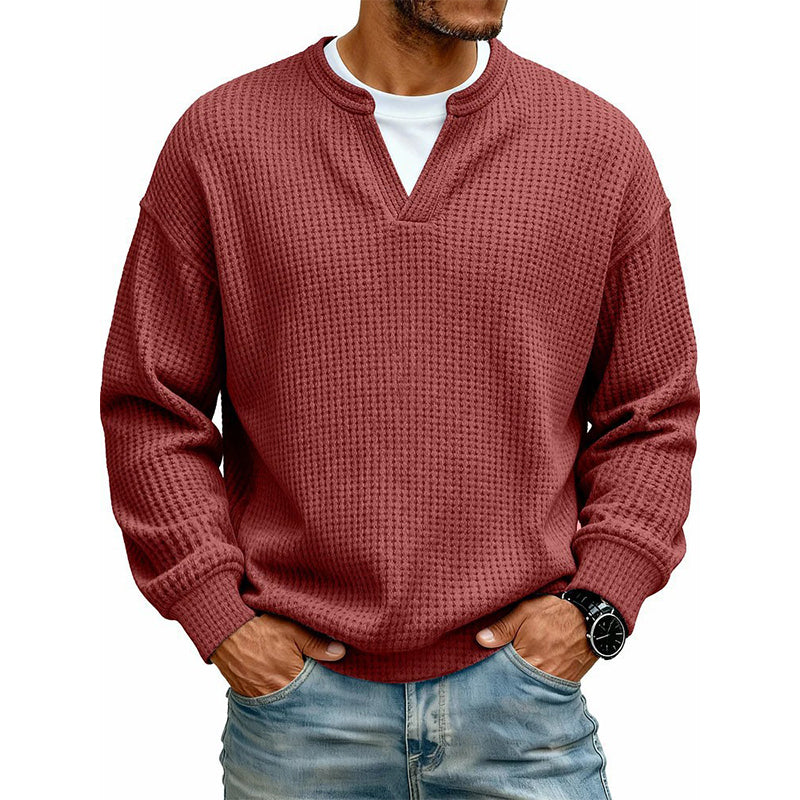 👕 Timeless Comfort | Men's Textured Waffle Layered-Look Long-Sleeve Tee