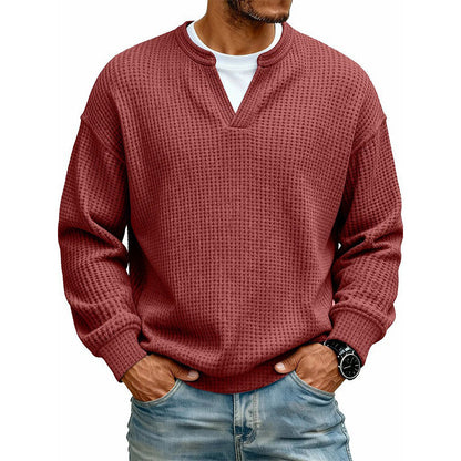 👕 Timeless Comfort | Men's Textured Waffle Layered-Look Long-Sleeve Tee