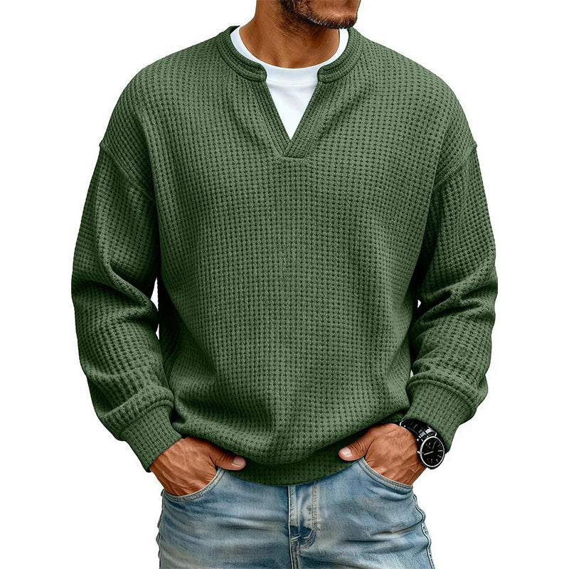 👕 Timeless Comfort | Men's Textured Waffle Layered-Look Long-Sleeve Tee