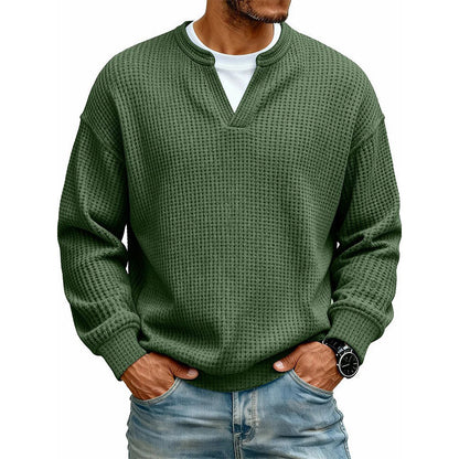 👕 Timeless Comfort | Men's Textured Waffle Layered-Look Long-Sleeve Tee