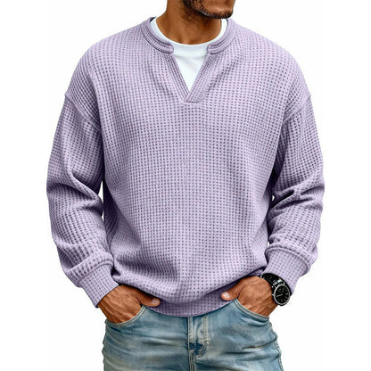 👕 Timeless Comfort | Men's Textured Waffle Layered-Look Long-Sleeve Tee