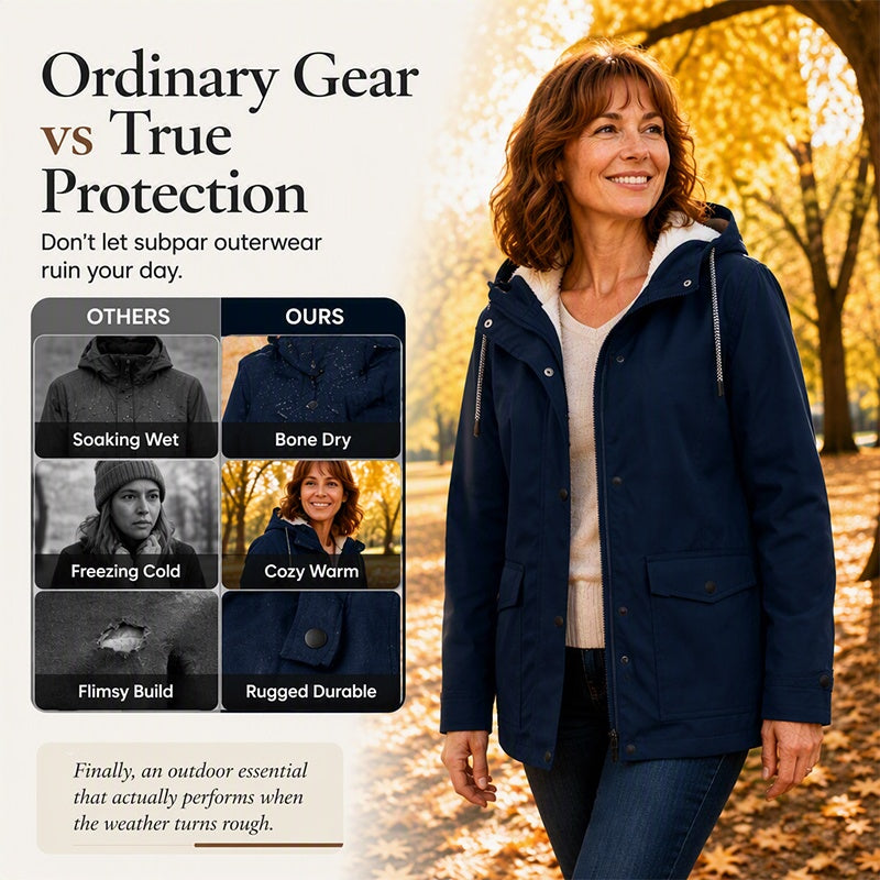 🍂Women's Plush-Lined Windproof Hooded Jacket