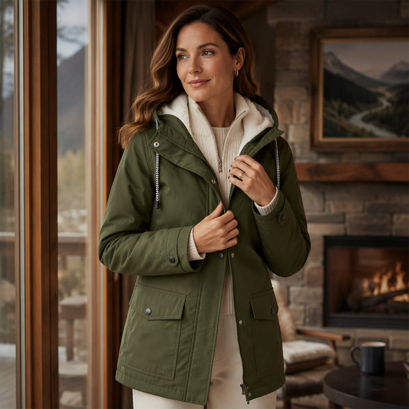 🍂Women's Plush-Lined Windproof Hooded Jacket