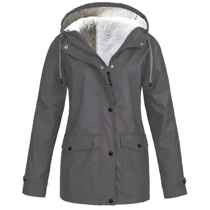 🍂Women's Plush-Lined Windproof Hooded Jacket