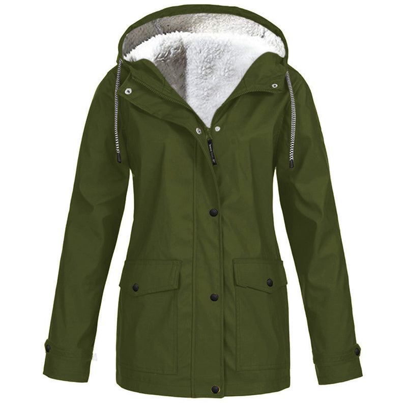 🍂Women's Plush-Lined Windproof Hooded Jacket