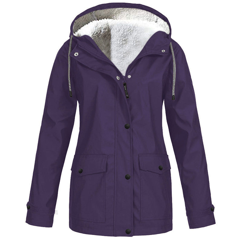 🍂Women's Plush-Lined Windproof Hooded Jacket