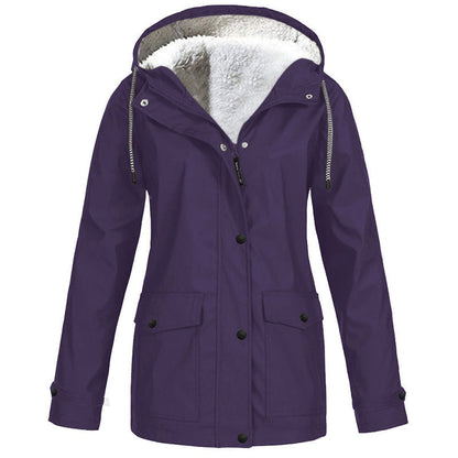 🍂Women's Plush-Lined Windproof Hooded Jacket