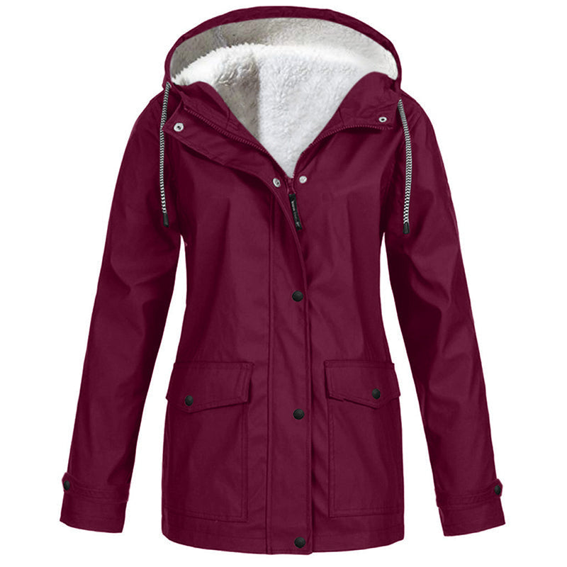 🍂Women's Plush-Lined Windproof Hooded Jacket