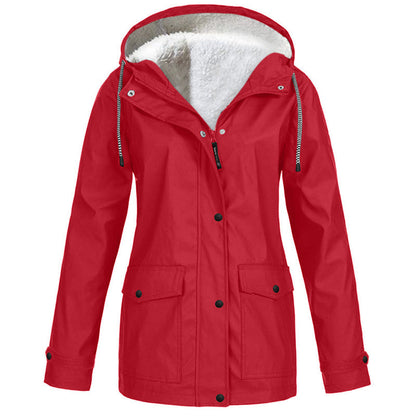 🍂Women's Plush-Lined Windproof Hooded Jacket