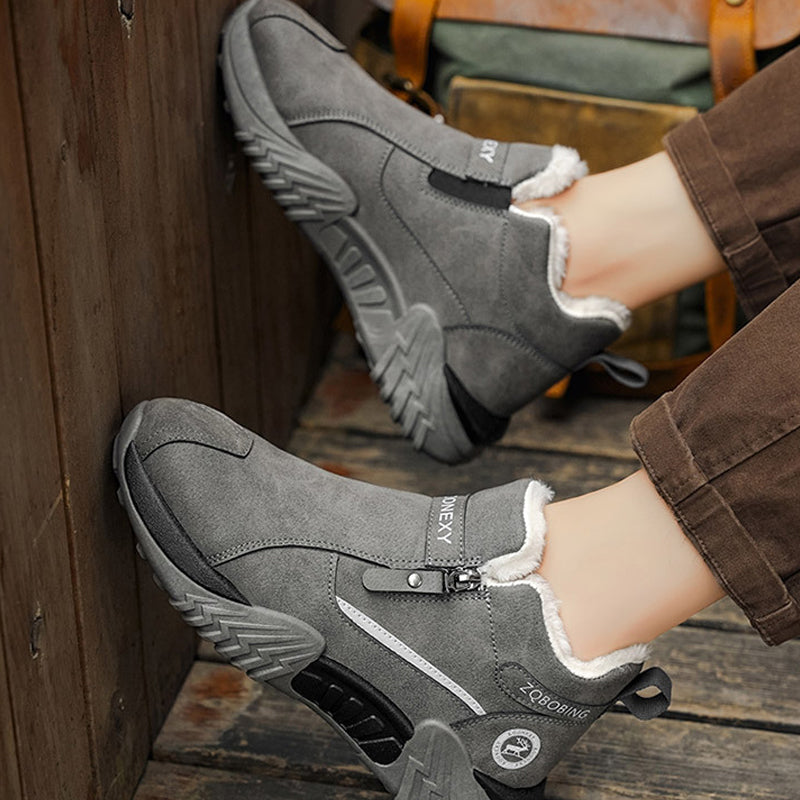 🥾 Men's Fleece-Lined Leather High-Tops | Warm Side-Zip Winter Boots – Non-Slip Grip for Cold Weather ✨